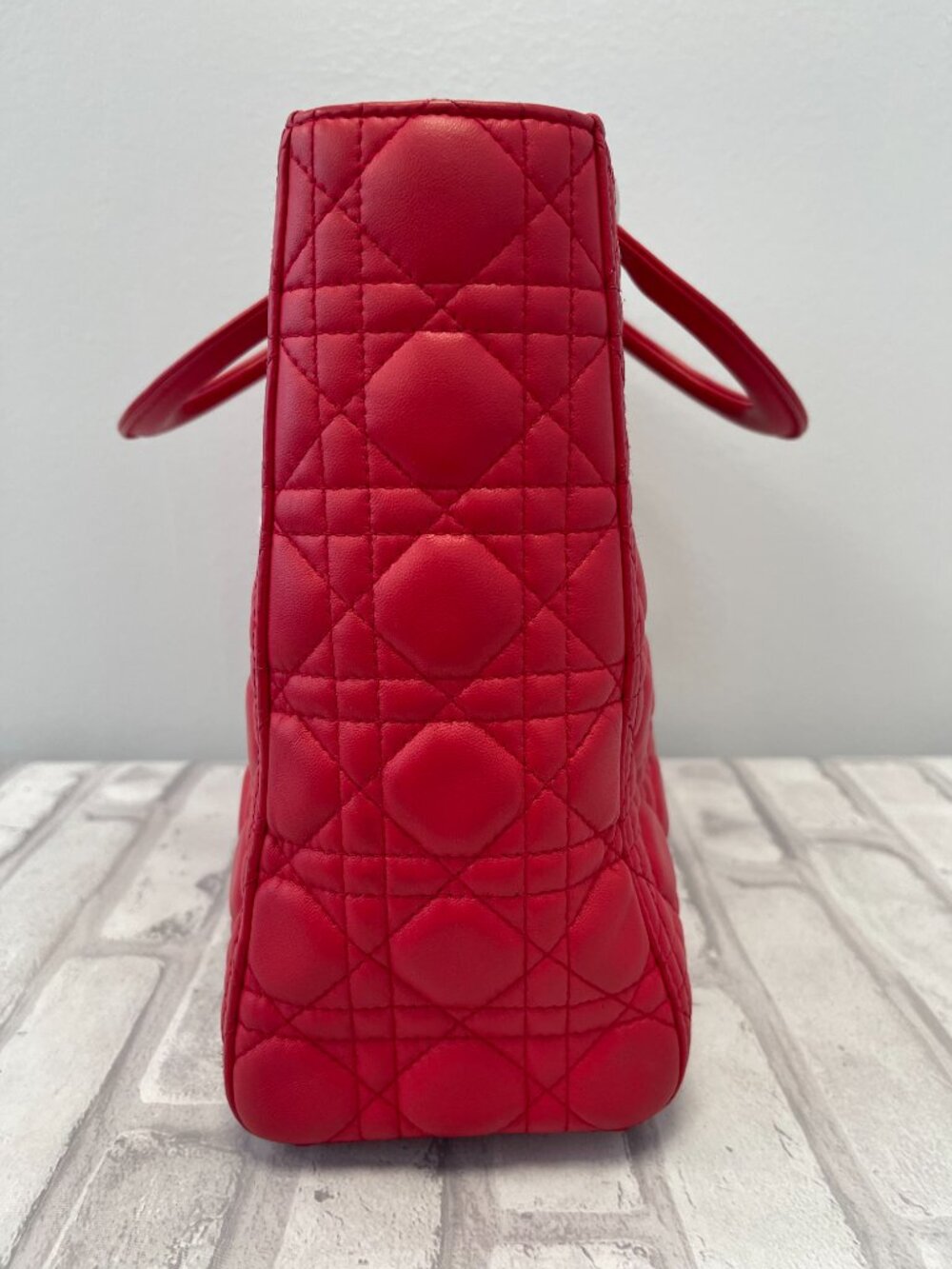 Dior Lady Dior in Red Lambskin - Large - Preowned - Picture 8 of 16